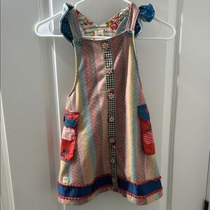 Wildflowers Colorful Striped Kids' Tank Dress with Apple Pockets